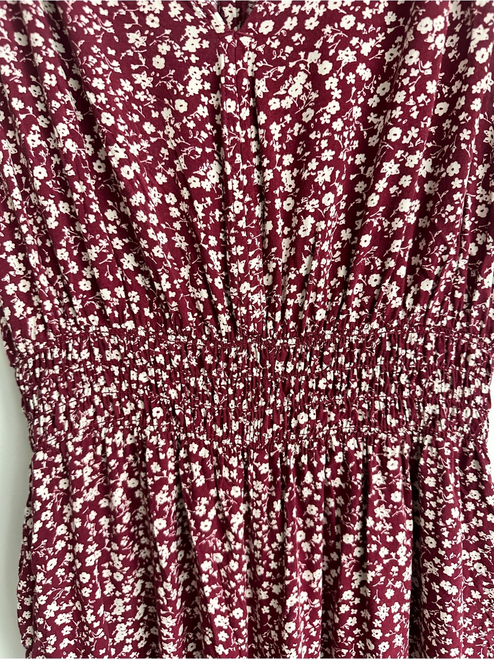 GAP Burgundy Floral Sleeveless Jumpsuit Women’s Size M Wide Leg Smocked Boho - Picture 2 of 9
